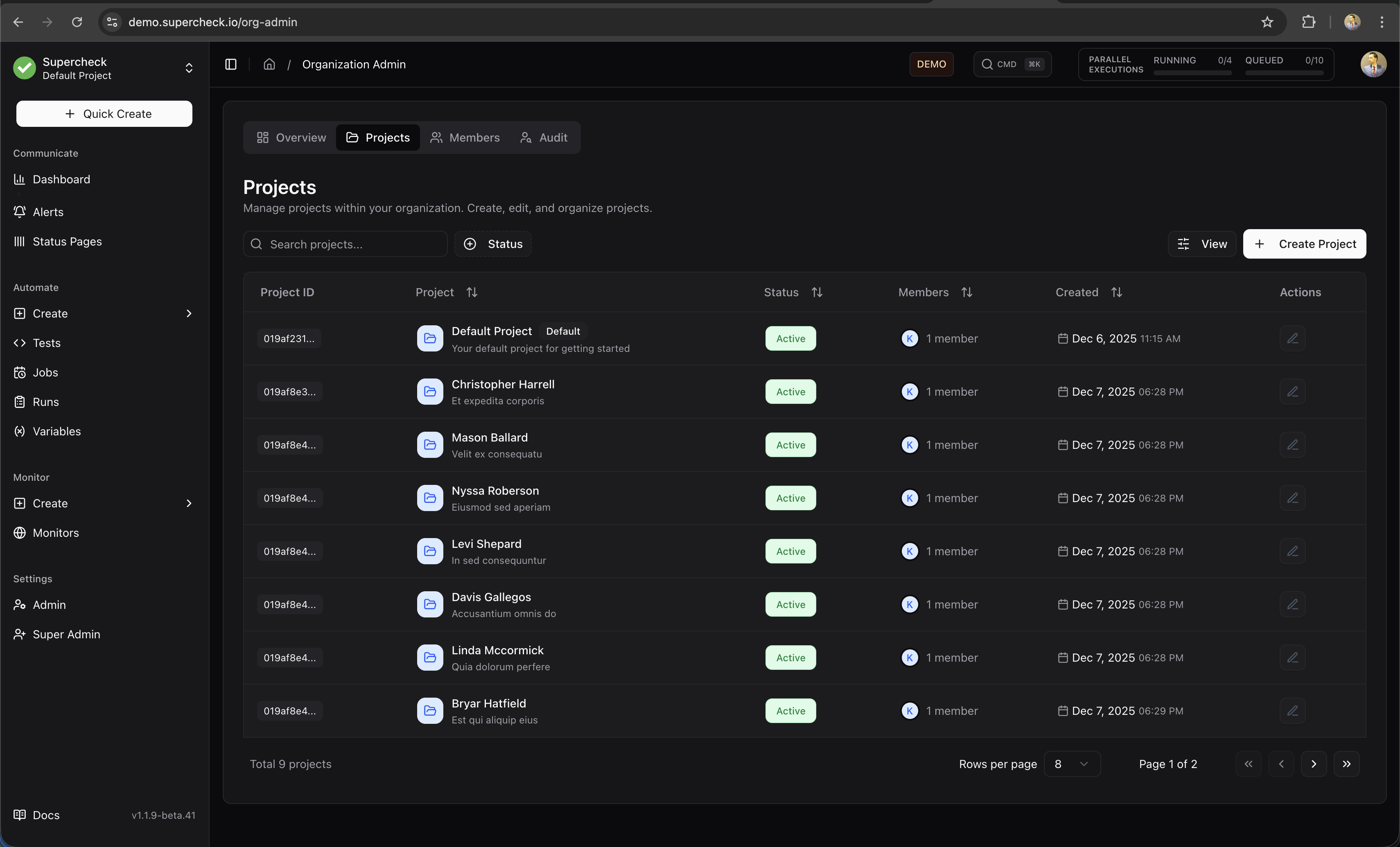 Projects List