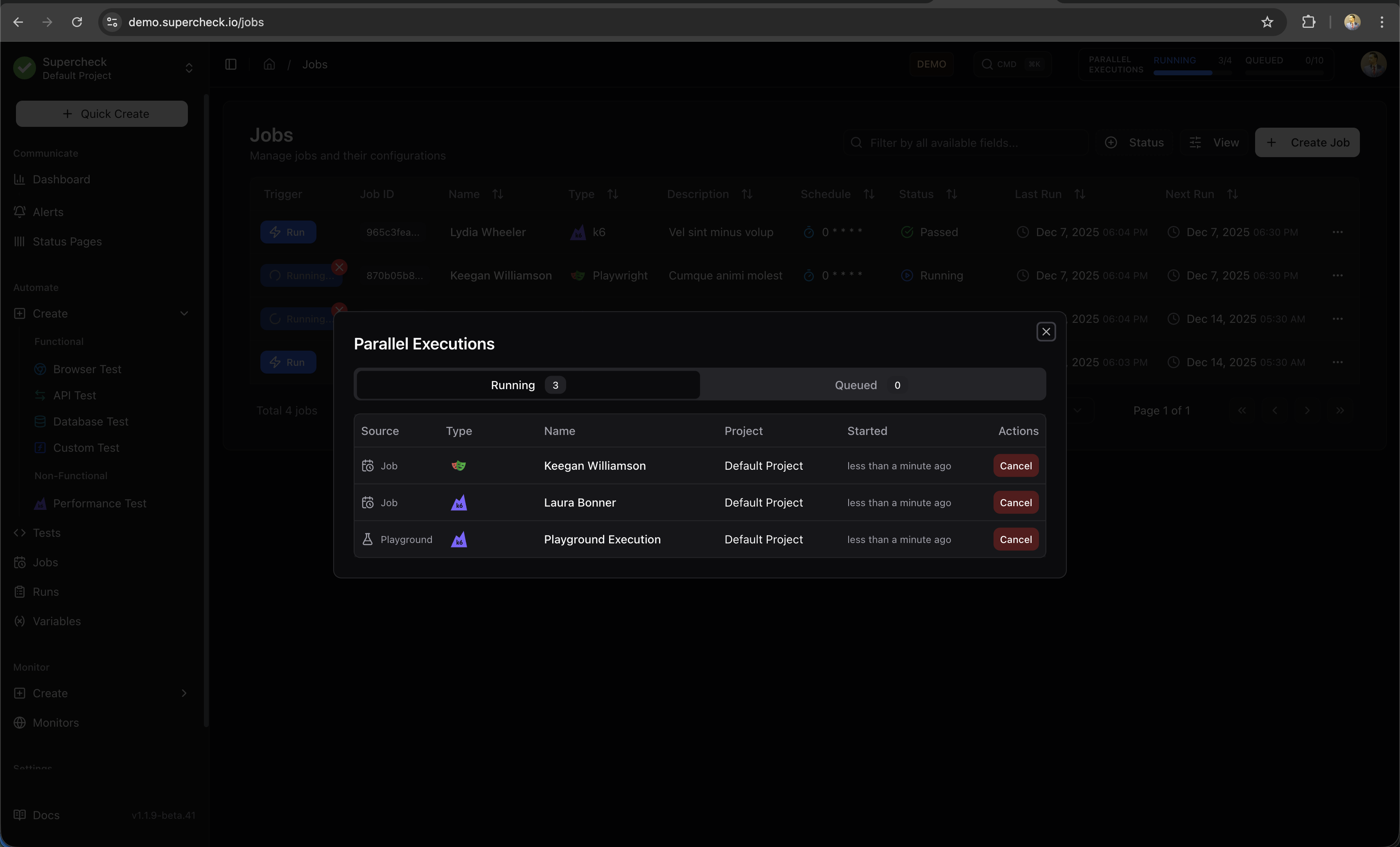 Parallel Execution Panel