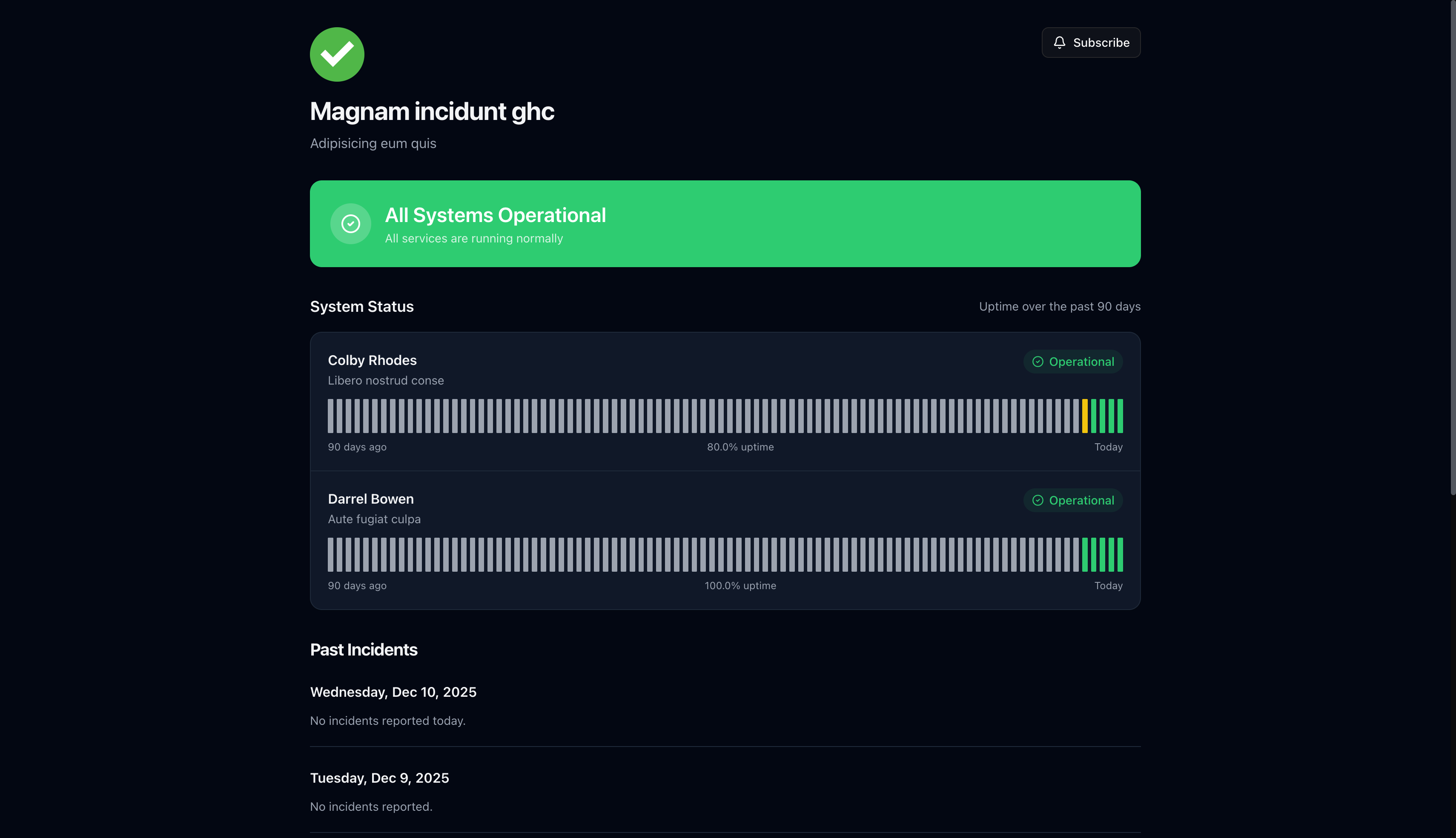 Public Status Page
